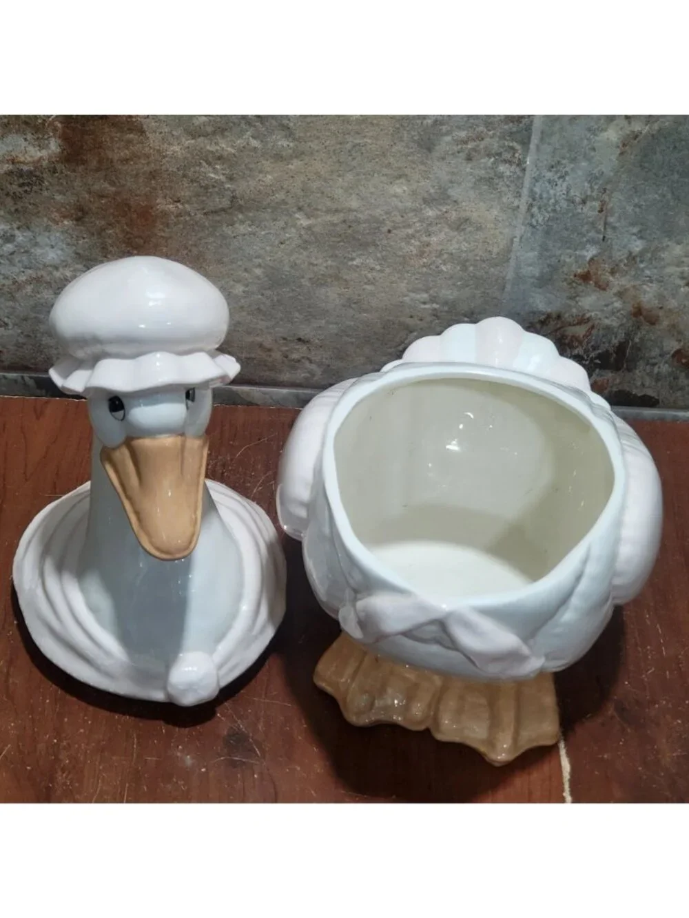 Vintage Large Mother Duck Goose Ceramic Cookie Jar